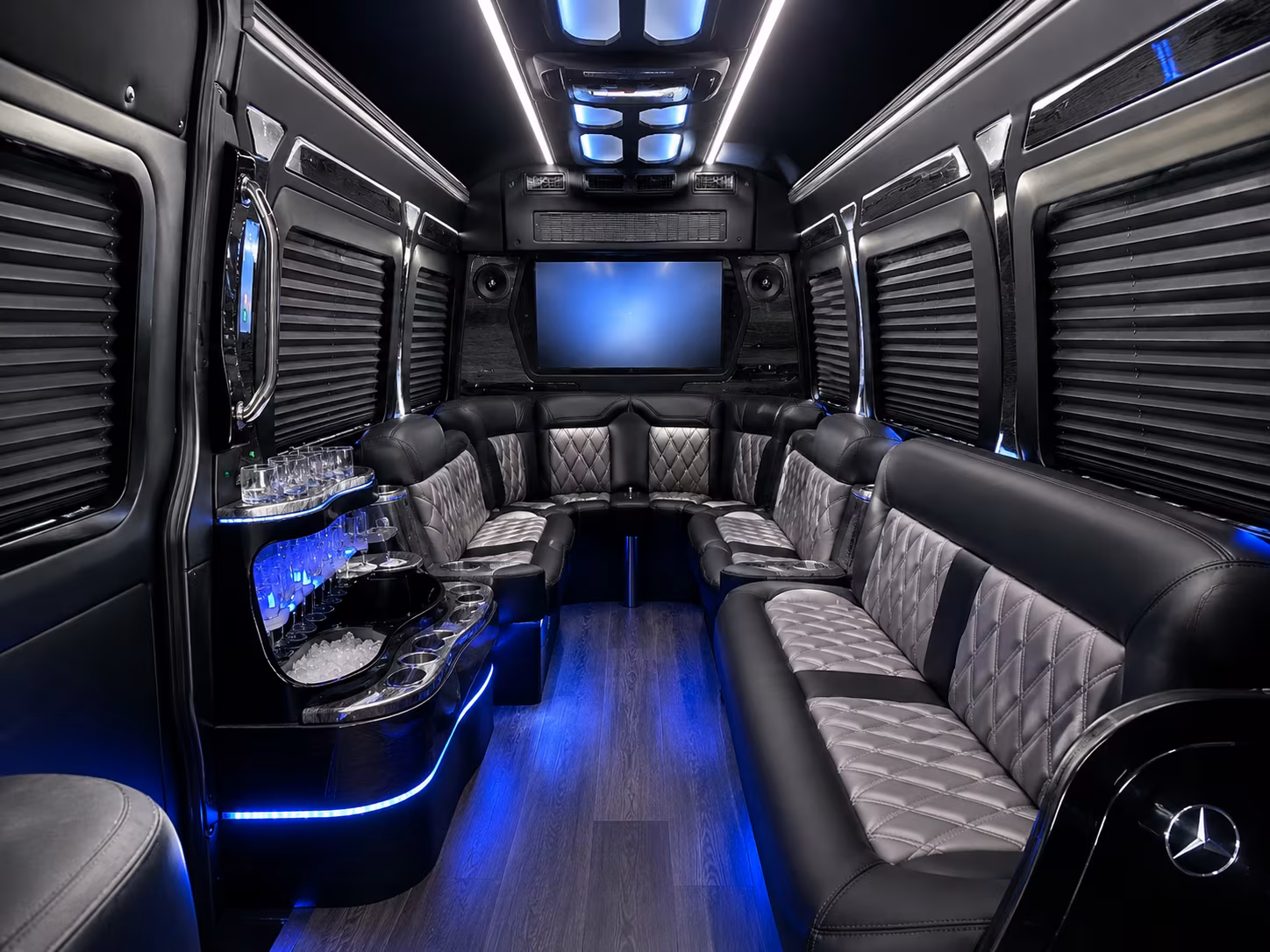 madera 25 passenger party bus interior
