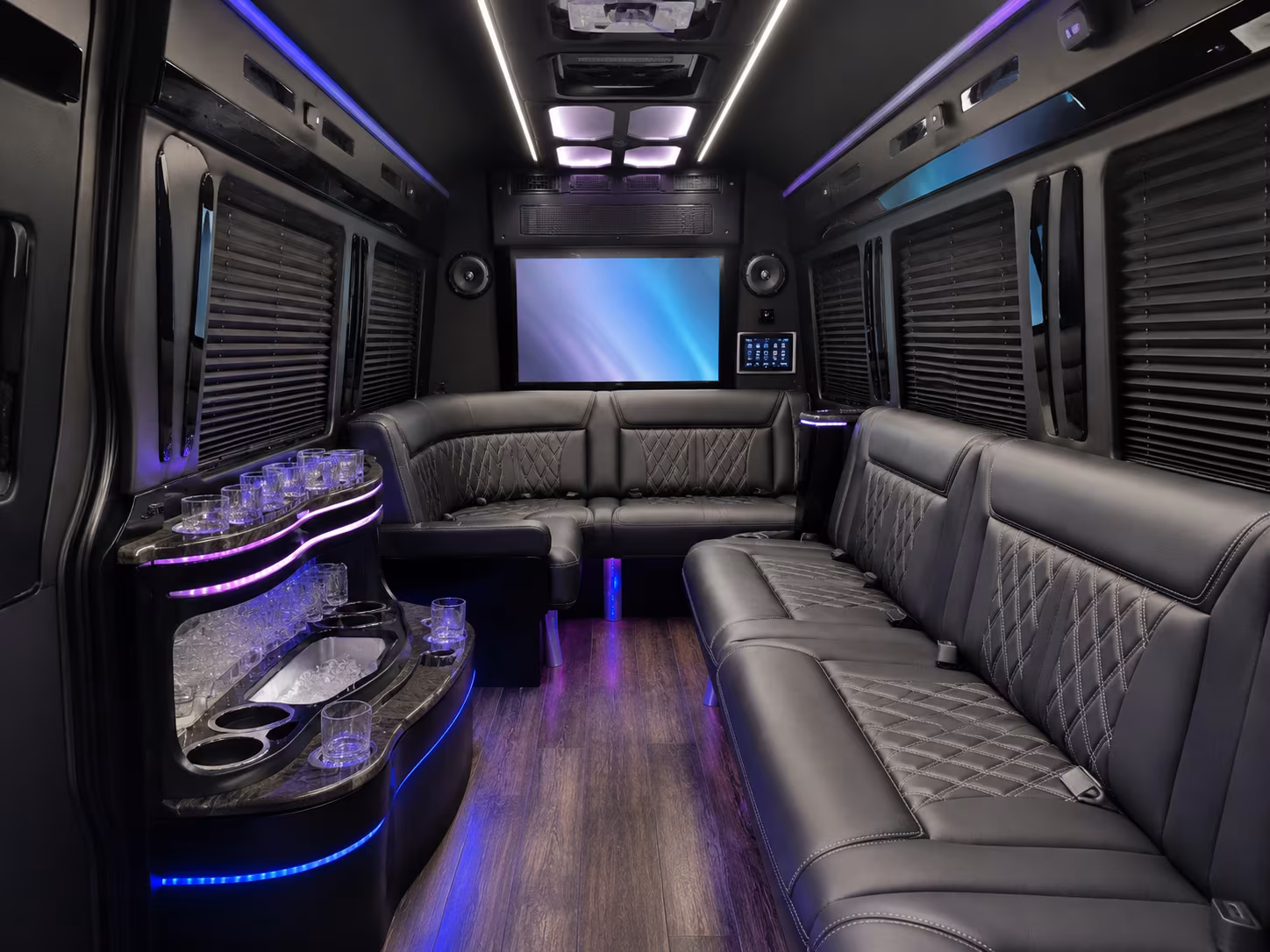 madera 30 passenger party bus inside