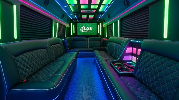 Interior of Charter Bus Company Madera's Party Bus in Madera