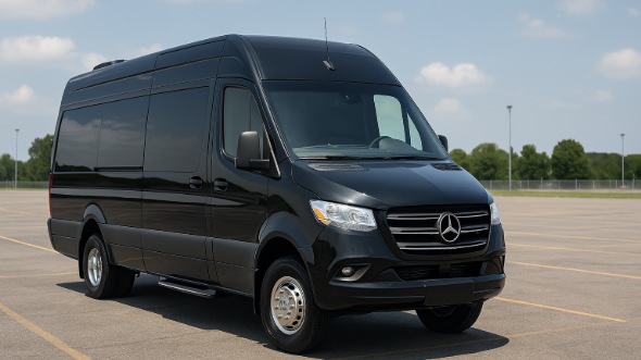 Exterior of Charter Bus Company Madera's Sprinter Limo in Madera