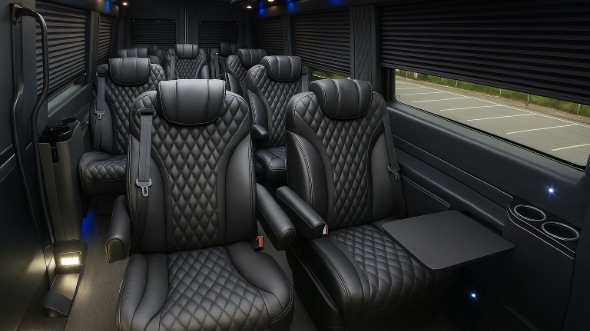 Interior of Charter Bus Company Madera's Sprinter Van Rental With Driver in Madera